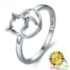 Bague Chat Et Cœur En Argent 1 Bague Chat Et Cœur En Argent -Magasin D'accessoires Sélectionnés bague