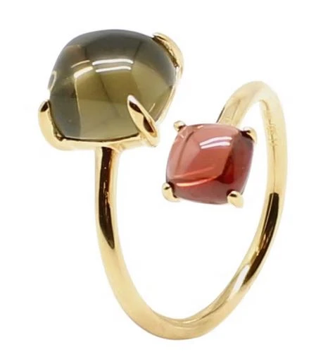 Bague Ajustable Cabochon Cristal Quartz Et Grenat 3 Bague Ajustable Cabochon Cristal Quartz Et Grenat
