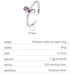 Bague Hippocampe En Argent 925 -Magasin D'accessoires Sélectionnés bague ajustable hippocampe etoileharmonie fr 2