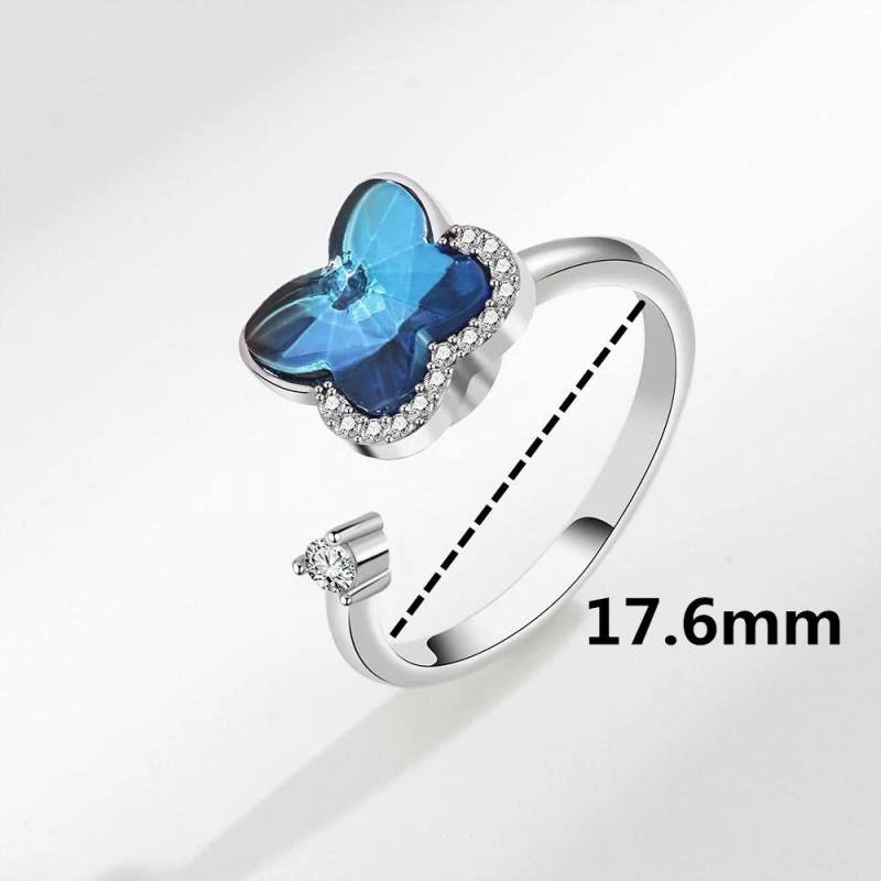 Bague Ajustable Papillon Bleue 4 Bague Ajustable Papillon Bleue – Image 2
