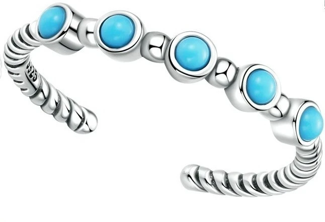 Bague Ajustable Torsadée Turquoise Argent 925 4 Bague Ajustable Torsadée Turquoise Argent 925 – Image 2