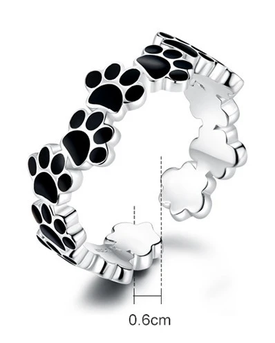 Bague Ouverte En Argent Sterling 925 Aux Empreintes De Félin 4 Bague Ouverte En Argent Sterling 925 Aux Empreintes De Félin – Image 2