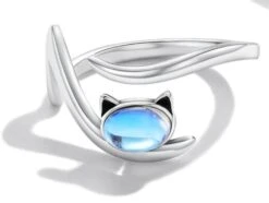 Bague Chat Harmonie Pierre De Lune - Bijou Pour Femme