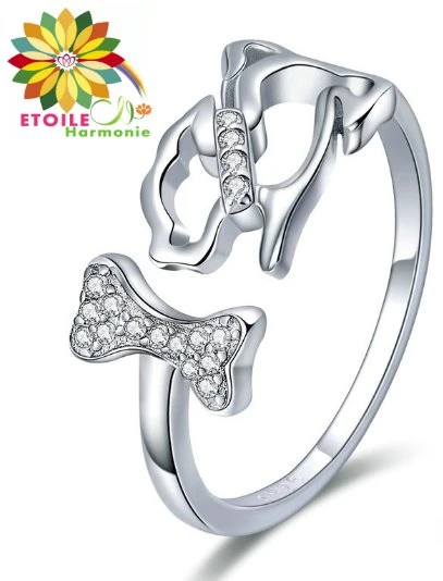 Bague Chien Chasseur D'os Argent Sterling 925 3 Bague Chien Chasseur D'os Argent Sterling 925