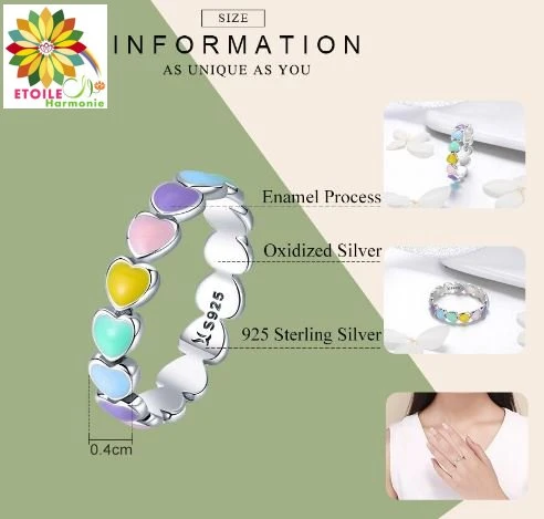 Bague Cœur Arc-en-ciel Harmonie Argent Sterling 925 6 Bague Cœur Arc-en-ciel Harmonie Argent Sterling 925 – Image 4
