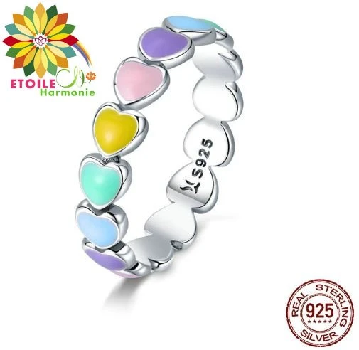 Bague Cœur Arc-en-ciel Harmonie Argent Sterling 925 3 Bague Cœur Arc-en-ciel Harmonie Argent Sterling 925