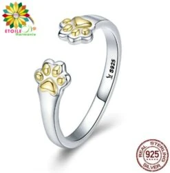 Bague Empreintes Chat En Argent 925 Sterling