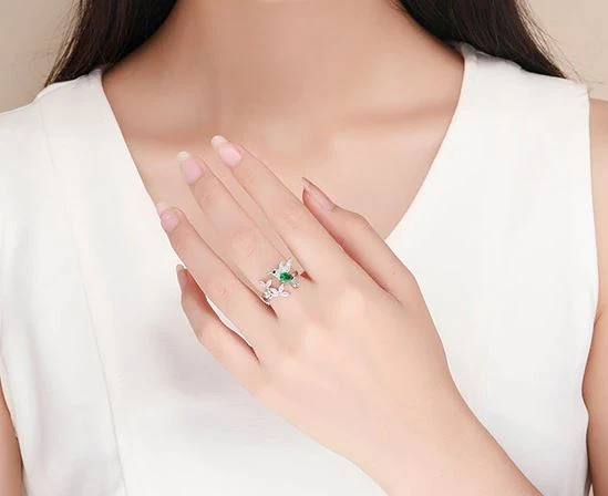 Bague Femme Colibri Fleurie Harmonie Réglable En Argent Sterling 925 5 Bague Femme Colibri Fleurie Harmonie Réglable En Argent Sterling 925 – Image 3