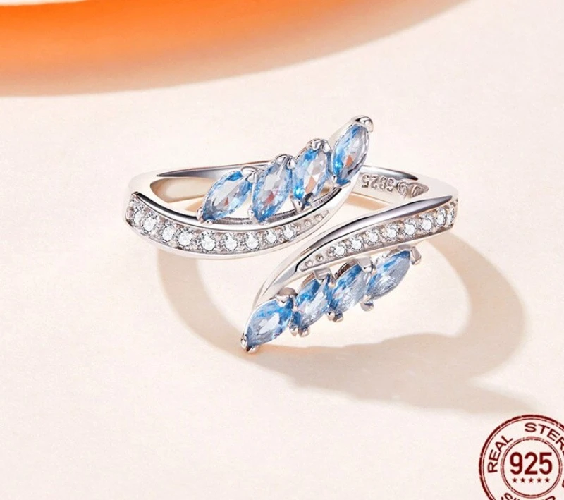 Bague Ouverte Harmonie Bleue Argent Sterling 925 4 Bague Ouverte Harmonie Bleue Argent Sterling 925 – Image 2
