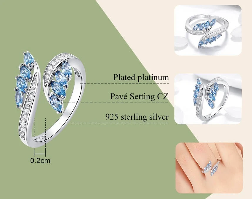 Bague Ouverte Harmonie Bleue Argent Sterling 925 7 Bague Ouverte Harmonie Bleue Argent Sterling 925 – Image 5