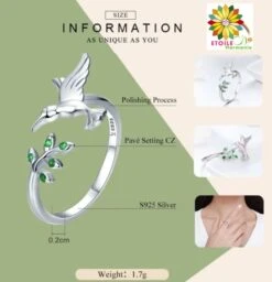 Bague Argent Sterling Oiseau Branche D'arbre Et Cristal 11 Bague Argent Sterling Oiseau Branche D'arbre Et Cristal -Magasin D'accessoires Sélectionnés bague zen argent oiseau arbre de vie etoileharmonie 5
