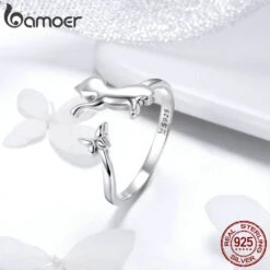 Bague Chat Papillon En Argent Sterling 925 -Magasin D'accessoires Sélectionnés bamoer authentique 925 en argent sterling papillon queue chat doigt r glable anneaux pour les femmes 2