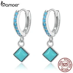 Boucles Oreilles Vintage Turquoise En Argent 925