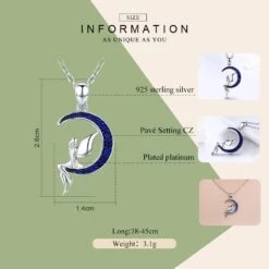 Pendentif Fée Et Lune Bleu Harmonie -Magasin D'accessoires Sélectionnés bamoer offre sp ciale 100 925 argent sterling chanceux f e en bleu lune pendentif colliers