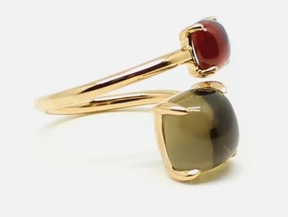 Bague Ajustable Cabochon Cristal Quartz Et Grenat 4 Bague Ajustable Cabochon Cristal Quartz Et Grenat – Image 2