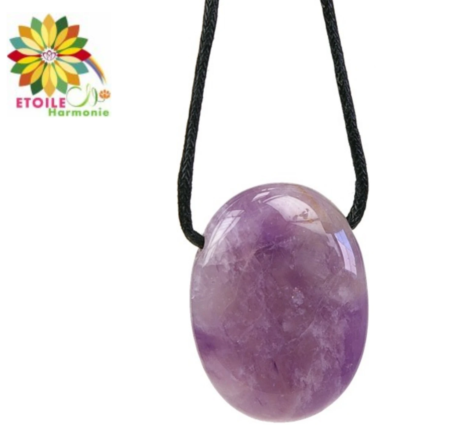 Collier Cordon Améthyste Pendentif Pierre Ovale Percée 3 Collier Cordon Améthyste Pendentif Pierre Ovale Percée