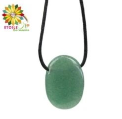Collier Cordon Aventurine Verte Pierre Pendentif Pierre Ovale Percée