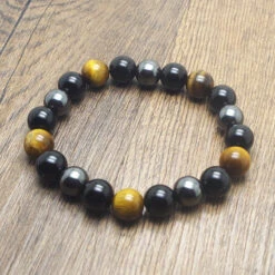 Bracelet œil De Tigre Hématite Et Obsidienne