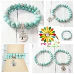 Bracelet Duo Arbre De Vie Turquoise