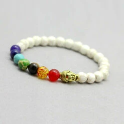 Bracelet Des 7 Chakras De Guérisson -Magasin D'accessoires Sélectionnés bracelet zen blanc des chakras etoileharmonie etoile harmonie
