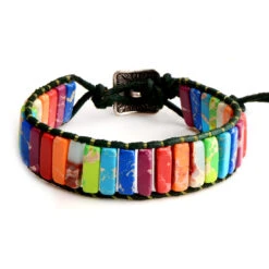 Bracelet D’harmonisation Bohême Des 7 Chakras -Magasin D'accessoires Sélectionnés chanfar 7 chakra bracelet boh me fait la main en pierre naturelle tube perles en cuir 1
