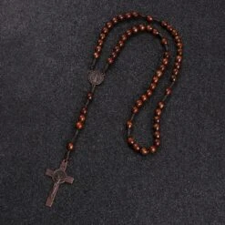 Chapelet Croix Perles Bois