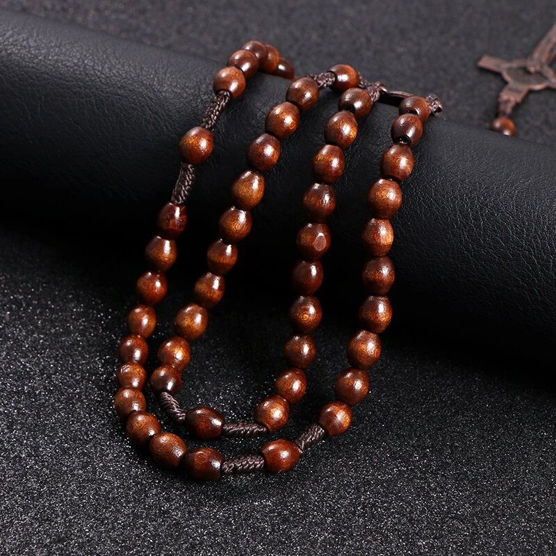 Chapelet Croix Perles Bois 7 Chapelet Croix Perles Bois – Image 5