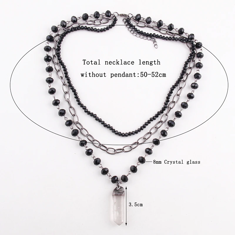 Collier Bohème 3 Couches Avec Pendentif Verre Cristal 5 Collier Bohème 3 Couches Avec Pendentif Verre Cristal – Image 3