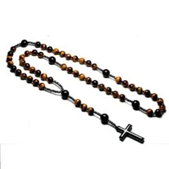 Chapelet Corde Et Pierre œil De Tigre Et Hématite -Magasin D'accessoires Sélectionnés collier chapelet du christ pierre naturelle d oeil de tigre chapelet catholique pour femmes et hommes 2