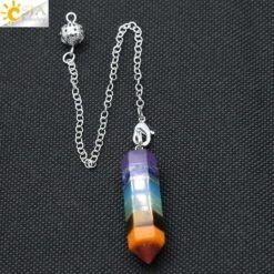 Pendule Pointe Des Chakras -Magasin D'accessoires Sélectionnés csja 2016 reiki charme pyramide 7 chakra naturel gem pierre arc en couches radiesth sie gu 2