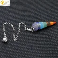 Pendule Pointe Des Chakras -Magasin D'accessoires Sélectionnés csja 2016 reiki charme pyramide 7 chakra naturel gem pierre arc en couches radiesth sie gu 3