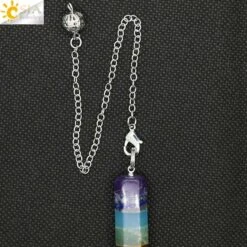 Pendule Pointe Des Chakras -Magasin D'accessoires Sélectionnés csja 2016 reiki charme pyramide 7 chakra naturel gem pierre arc en couches radiesth sie gu 4