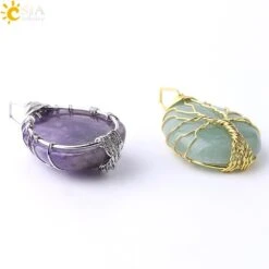 Collier Arbre De Vie En Pierre Semi-précieuses 13 Collier Arbre De Vie En Pierre Semi-précieuses -Magasin D'accessoires Sélectionnés csja couleur or arbre de vie fil enroul goutte d eau collier pendentif pierre gemme naturelle 5