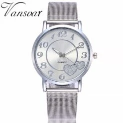 Montre Quartz Amour Harmony -Magasin D'accessoires Sélectionnés dropshipping femmes argent or maille amour coeur cadran montres quartz en acier de mode casual femmes 1