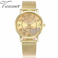 Montre Quartz Amour Harmony -Magasin D'accessoires Sélectionnés dropshipping femmes argent or maille amour coeur cadran montres quartz en acier de mode casual femmes 2