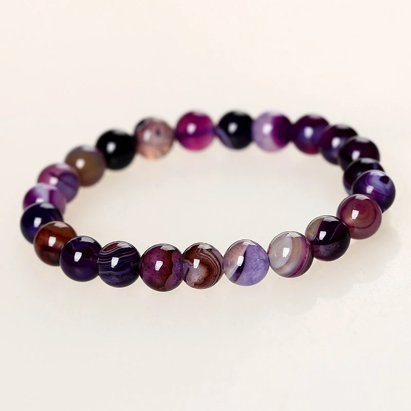 Bracelet En Perles Onyx Violet 4 Bracelet En Perles Onyx Violet – Image 2
