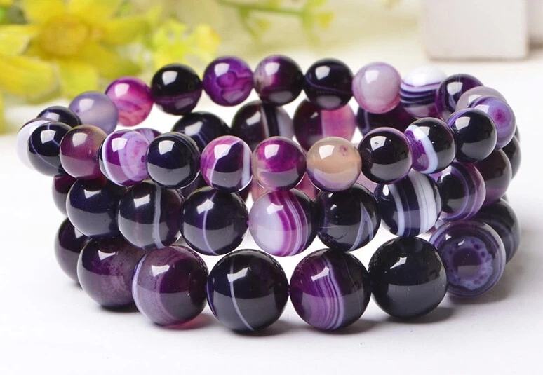 Bracelet En Perles Onyx Violet 6 Bracelet En Perles Onyx Violet – Image 4
