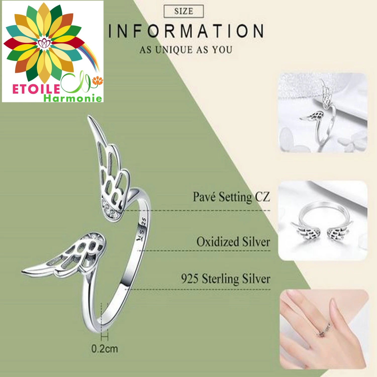 Bague Aile D'ange En Argent 8 Bague Aile D'ange En Argent – Image 6