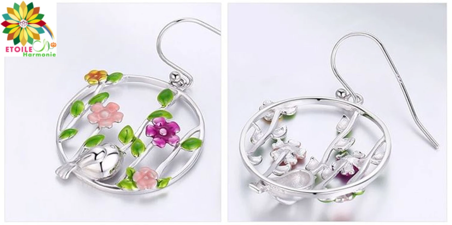 Boules Oreilles Esprit De La Nature De Floraison Et Oiseaux 6 Boules Oreilles Esprit De La Nature De Floraison Et Oiseaux – Image 4