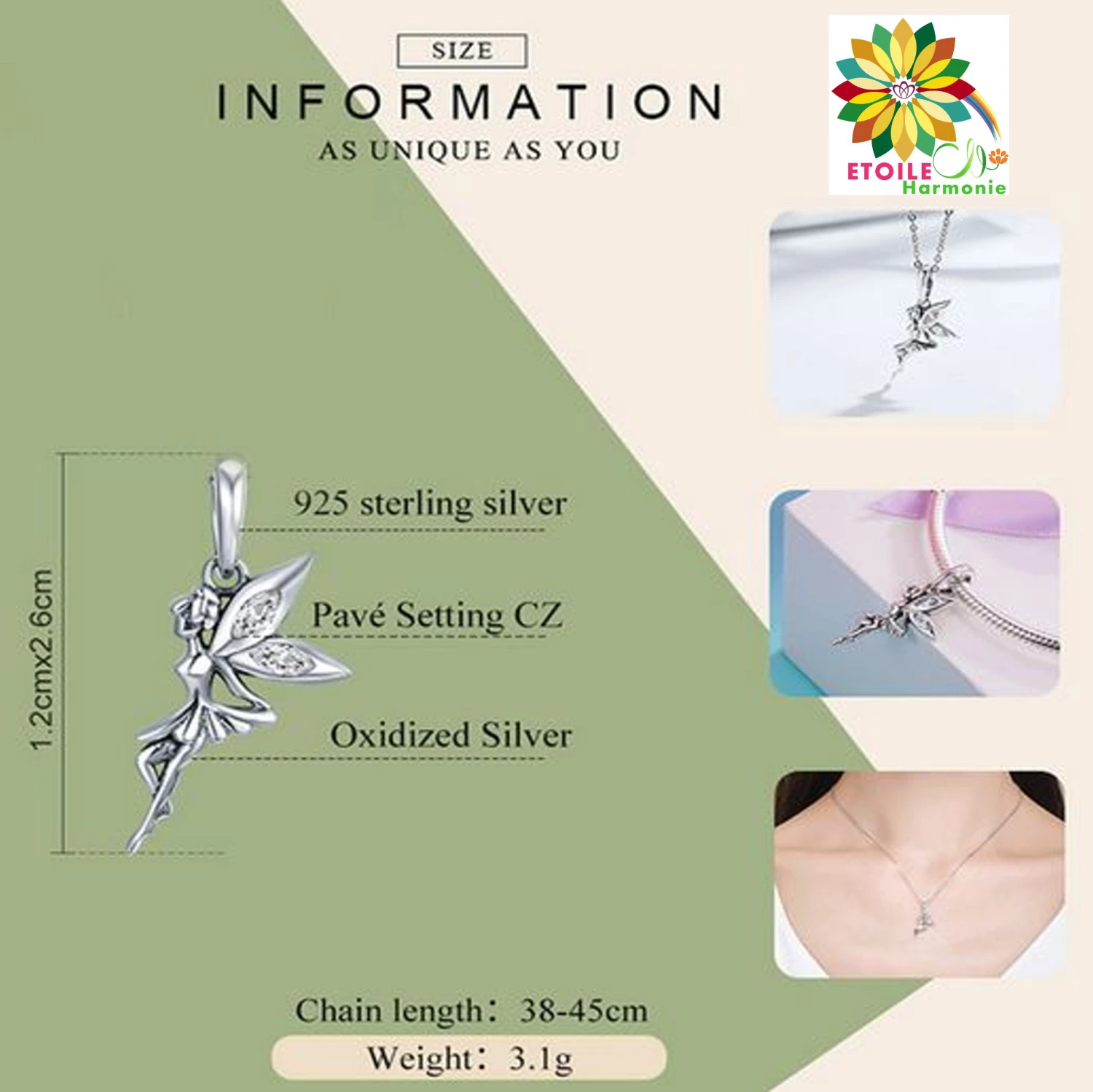 Breloque Pendentif Fée 4 Breloque Pendentif Fée – Image 2