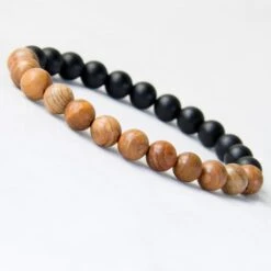 Bracelet Perles Onyx Et Bois -Magasin D'accessoires Sélectionnés nouveaux hommes perles en bois naturel bracelets noir mat onyx m ditation pri re perle bracelet 2