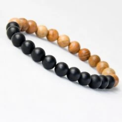 Bracelet Perles Onyx Et Bois -Magasin D'accessoires Sélectionnés nouveaux hommes perles en bois naturel bracelets noir mat onyx m ditation pri re perle bracelet 3