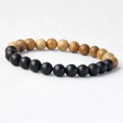 Bracelet Perles Onyx Et Bois -Magasin D'accessoires Sélectionnés nouveaux hommes perles en bois naturel bracelets noir mat onyx m ditation pri re perle bracelet 4