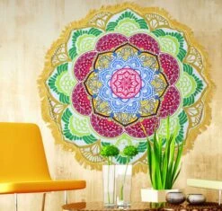 Grand Tapis Méditation Yoga Ou Déco - Diamètre 150 Cm -Magasin D'accessoires Sélectionnés tapis yoga meditation etoilehamornie 1