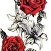 Tatouage Corporel Roses Rouges Lys 1 Tatouage Corporel Roses Rouges Lys -Magasin D'accessoires Sélectionnés tatouage corporel rose rouge lys etoileharmonie