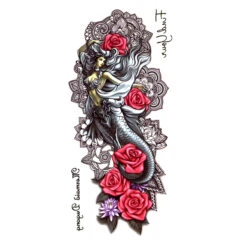 Femme Sirène Avec Roses Tatouage 18 Cm
