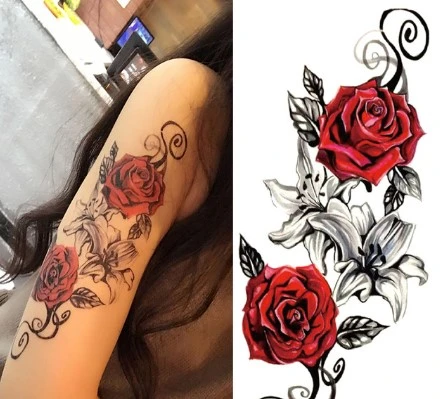 Tatouage Corporel Roses Rouges Lys 4 Tatouage Corporel Roses Rouges Lys – Image 2